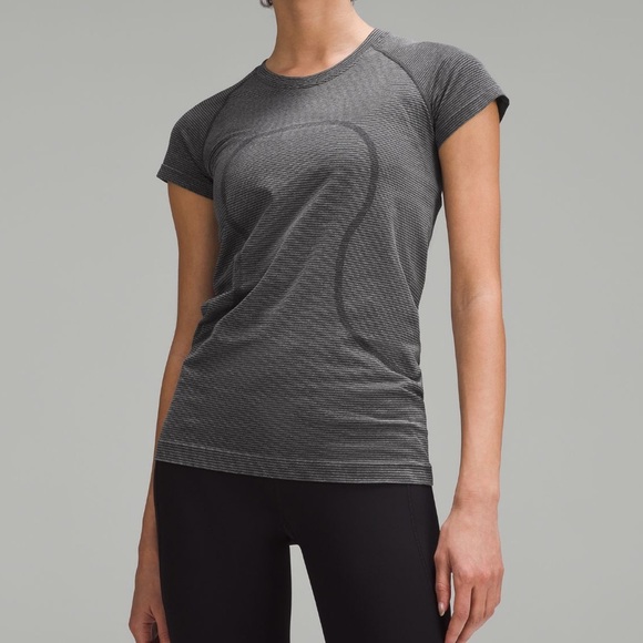 Swiftly Tech Short Sleeve Black w/ white stripes - Picture 1 of 6